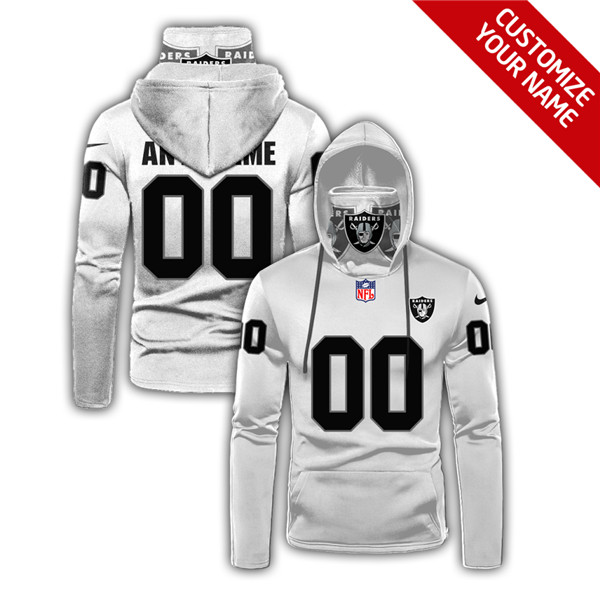 Men's Las Vegas Raiders White 2020 Customize Hoodie Mask